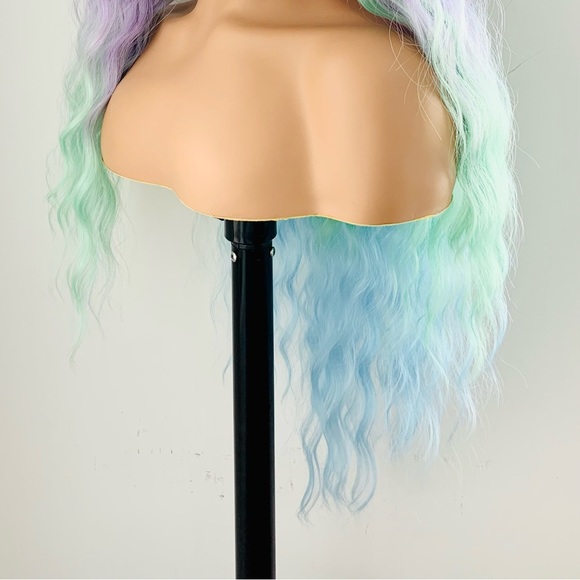 30” Unicorn Color Premium Fiber Wig with Bangs for Events or Daily Wear - Picture 11 of 13
